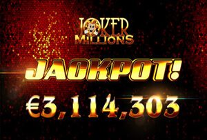 A lucky Betsson player wins a €3.1 million jackpot on Joker Millions slot
