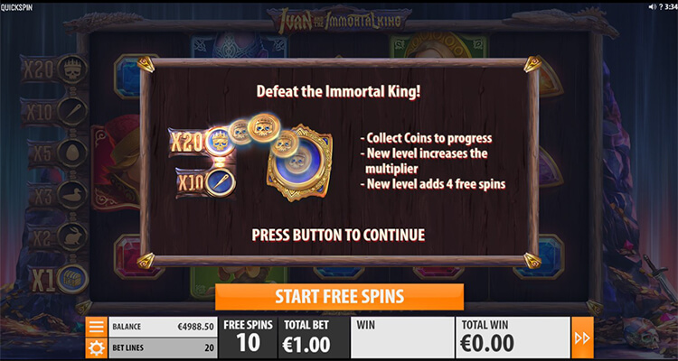 Ivan and the Immortal King Slot Bonus Game