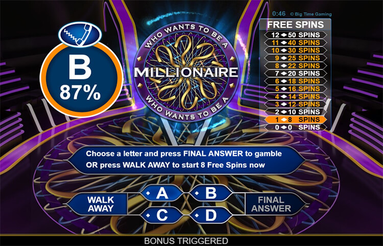 Who Wants to Be a Millionaire Slot Bonus Game